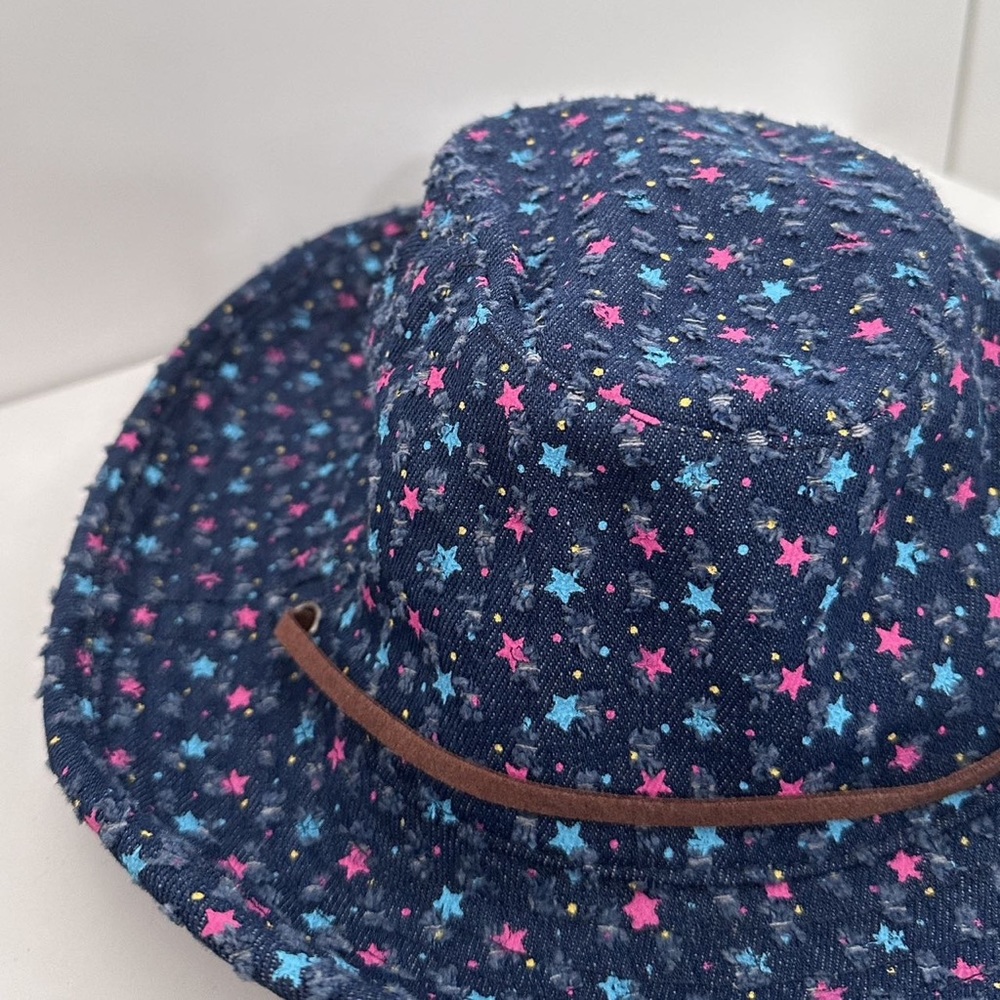 Denim hat with colorful stars for kids